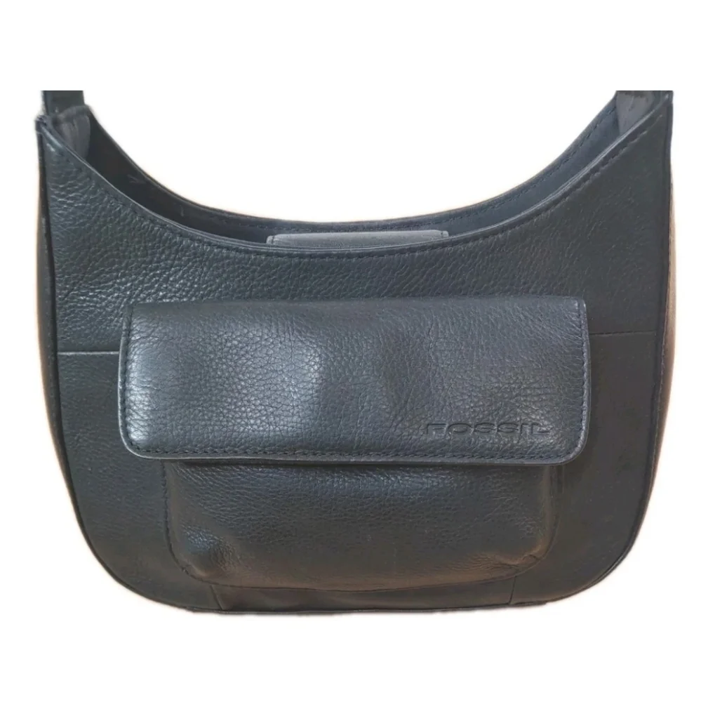 Fossil Pebble Leather Purse Hand Shoulder Bag Satchel Dark Green Y2k Vtg 90s